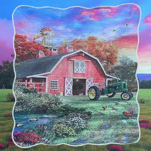 50" x 60" Inspirational Quilted Throw - Barn And Tractor