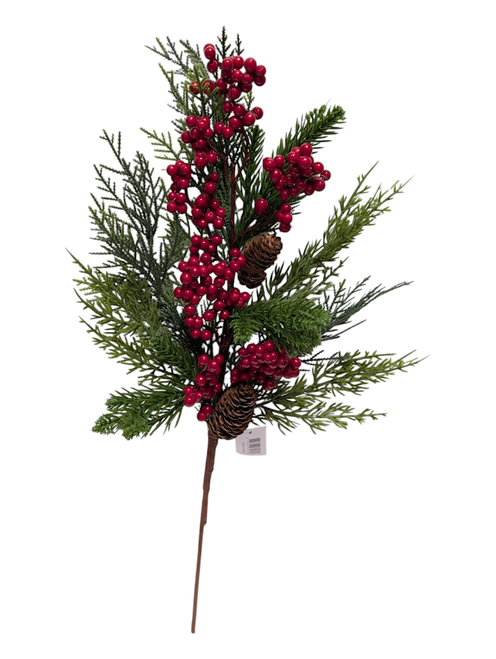 Red Berry Cedar Spray with Pine Cones Red Berry Cedar Spray with Pine Cones