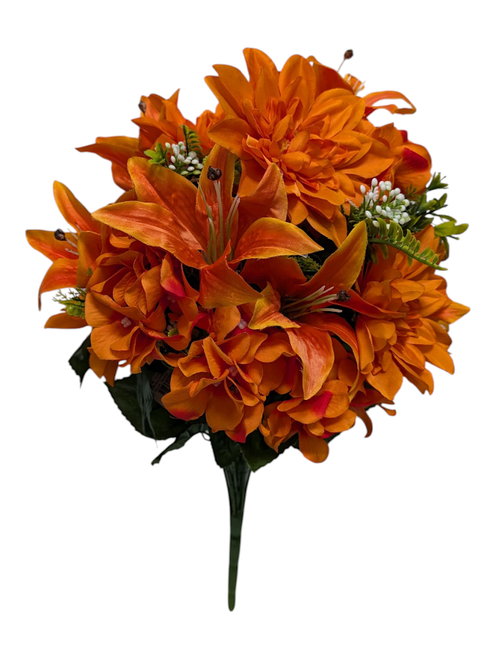 Vibrant, Fiery Orange Dahlia Lily Hydrangea Bush Vibrant, Fiery Orange Dahlia Lily Hydrangea Bush
