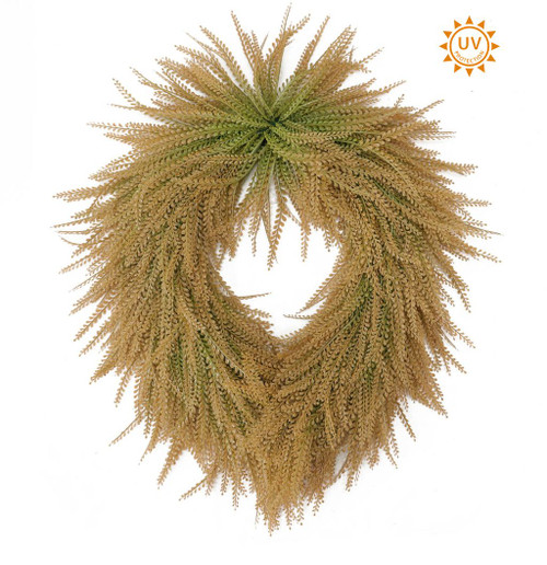Beige 26" X 32" Bead Grass Wreath - Oval Shape Beige 26" X 32" Bead Grass Wreath - Oval Shape