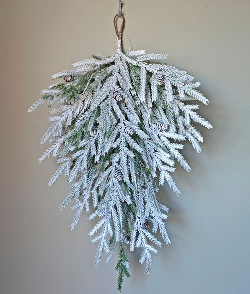 26" Flocked Norfolk Pine Teardrop 26" Flocked Norfolk Pine Teardrop