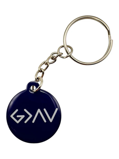 Tap To Pray™ - Prayer Tag Keychains - Navy God Is Greater
