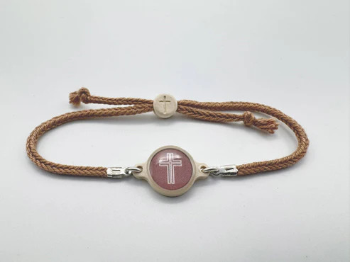 Tap To Pray™ - Survivor Series Handmade Bracelets - Mocha Cross