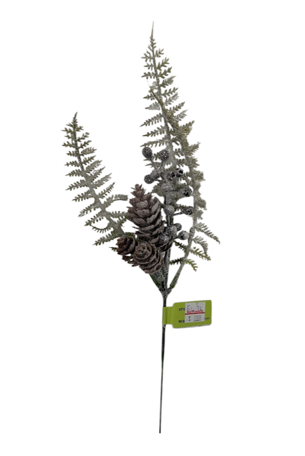Small Sparkly Berry Pinecone Leaf Pick Small Sparkly Berry Pinecone Leaf Pick