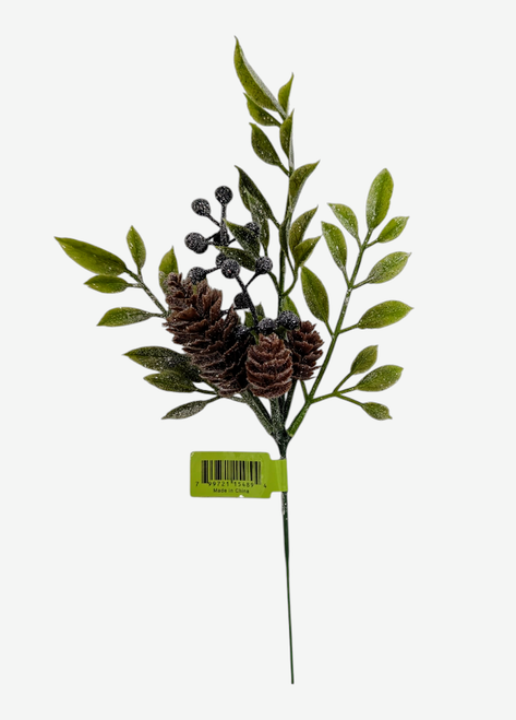 Berry Pinecone Leaf Pick with a Dusting of Sparkle Berry Pinecone Leaf Pick with a Dusting of Sparkle