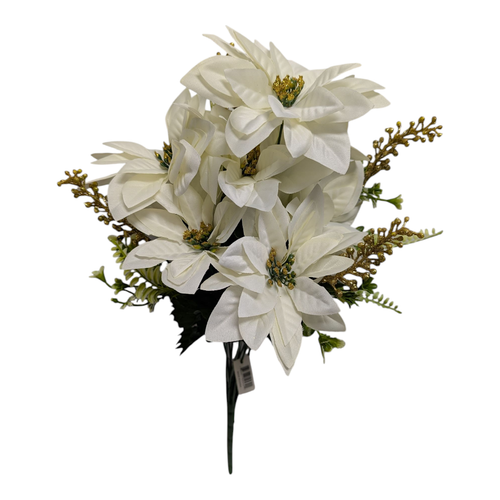 Cream Poinsettia Bush with Gold Glitter Accents Cream Poinsettia Bush with Gold Glitter Accents