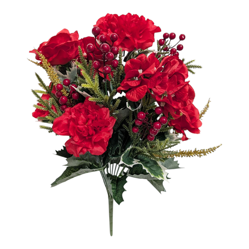 Red Rose Hydrangea Holly Bush with Berries Red Rose Hydrangea Holly Bush with Berries