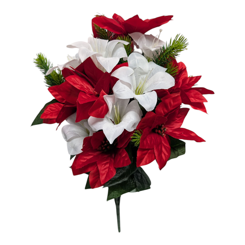 25" Red & Cream Lily Poinsettia Mix 25" Red & Cream Lily Poinsettia Mix