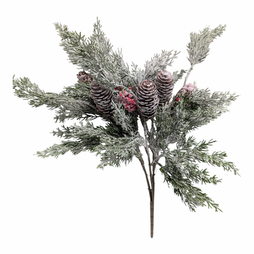 Flocked Cedar, Pinecone, and Red Berry Bush Flocked Cedar, Pinecone, and Red Berry Bush