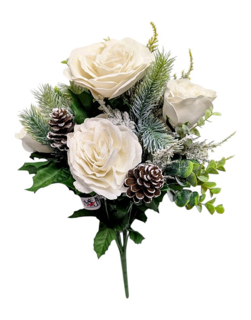 White Rose and Frosted Pinecone Bush White Rose and Frosted Pinecone Bush