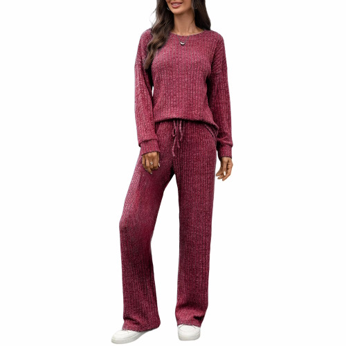 Soft Ribbed Knit Lounge Set: Perfect Fit Pants & Pullover Top (Separates)
