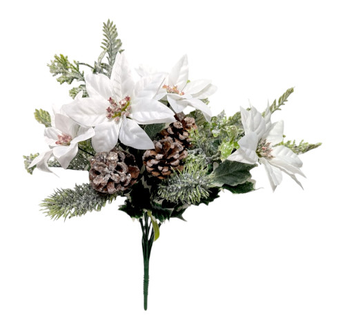 Snow Glitter Poinsettia Bush - White Snow Glitter Poinsettia Bush - White