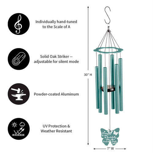 30-Inch Memorial Wind Chime: "In Memory of A Life So Beautifully Lived" - Hand Tuned 30-Inch Memorial Wind Chime: "In Memory of A Life So Beautifully Lived" - Hand Tuned