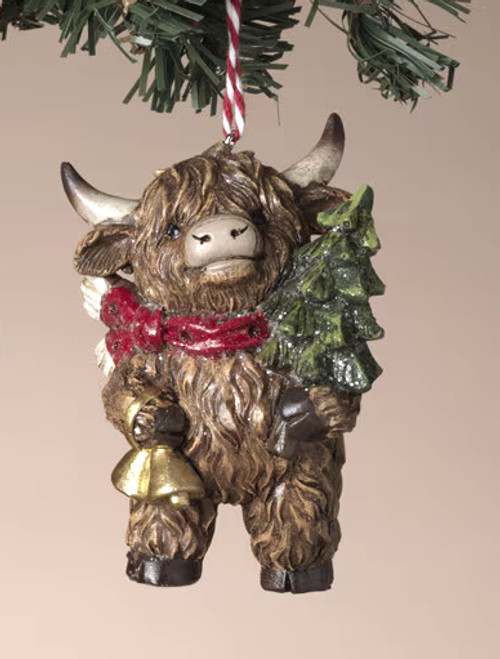 Holiday Highland Cow with Tree Ornament Holiday Highland Cow with Tree Ornament