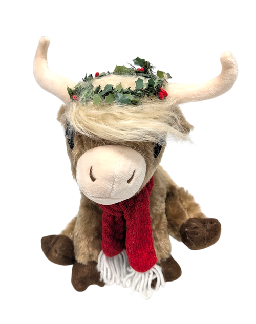 9" Jolly Holiday Highland Cow Plush - Christmas Crown 9" Jolly Holiday Highland Cow Plush - Christmas Crown