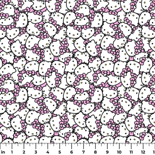 OFFICIALLY LICENSED Hello Kitty Kawaii Crowd Fabric