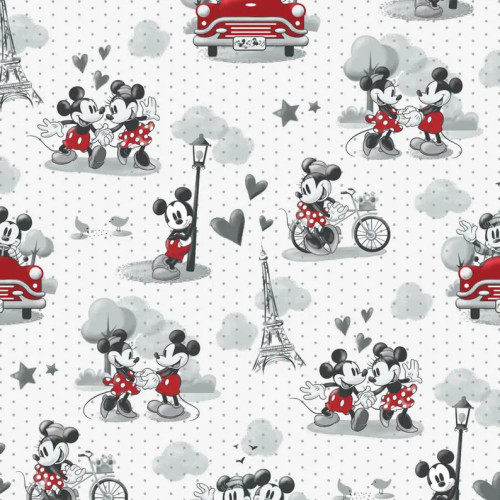 OFFICIALLY LICENSED Mickey & Minnie Mouse Vintage Romance Fabric