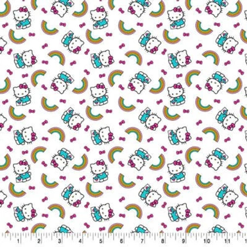OFFICIALLY LICENSED Hello Kitty Rainbow Toss Fabric