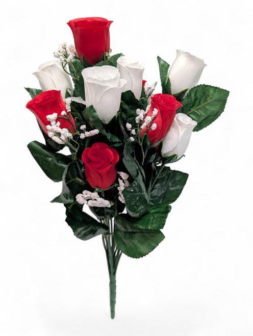 Colorfast Lillian Rose Bud Bush - Red & White