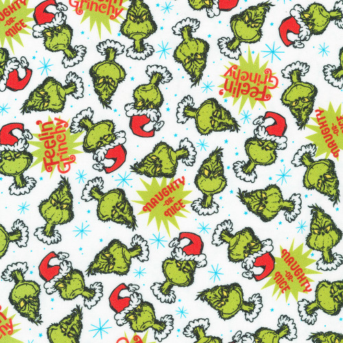 Grinch Heads and Phrases Toss Fabric - How The Grinch Stole Christmas