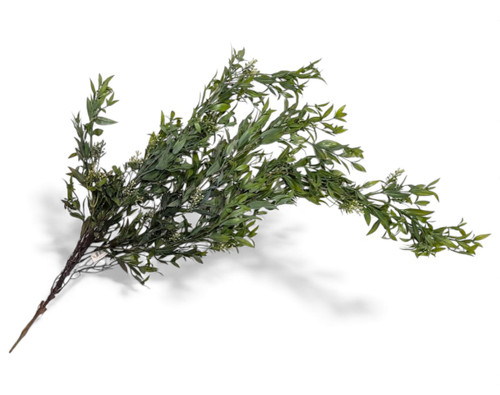 Faux Dark Green Eucalyptus Leaf Spray with Buds