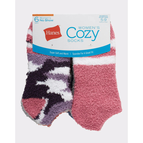 Hanes Women's 6-Pack Super Soft Cozy No Show Socks (Pastel Mix #HNSC01)