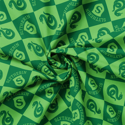Harry Potter House Champions Collection: Slytherin Diamond Check Green – Camelot Fabrics