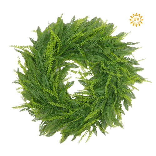Fern Bead Grass Wreath, 22", Uv Protected