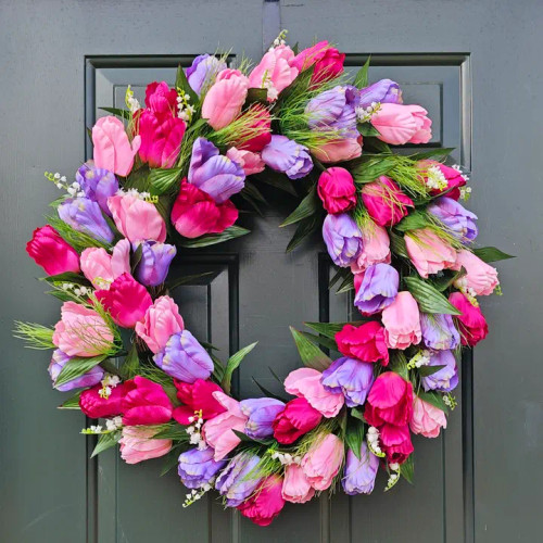 24" Beauty Pink & Lavender Tulip Wreath