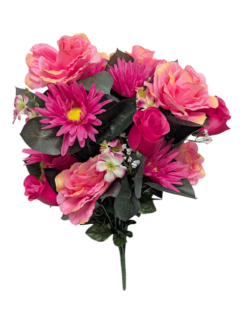 Hot Pink & Blush Mixed Rose, Peony, & Daisy Bush