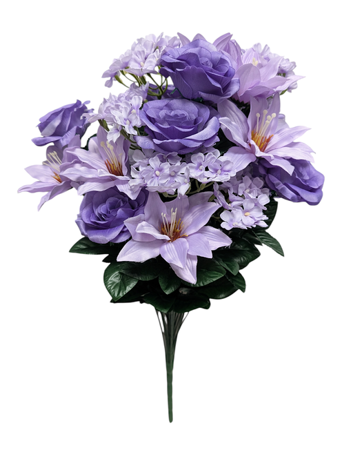 Deep Purple & Lavender Mixed Rose, Lily, & Primrose Bush