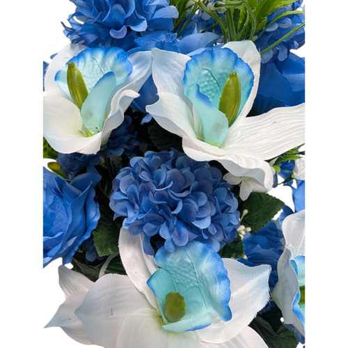 36" Orchids, Dahlias, & Roses Mixed Bush - Spring Blue