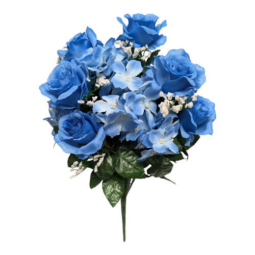 Spring Blue Roses & Hydrangeas With Gypso