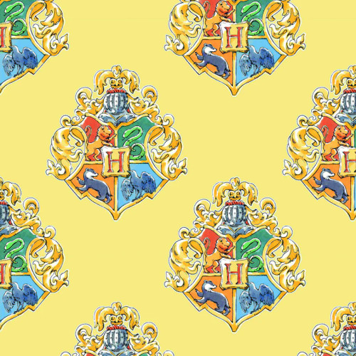 Harry Potter Watercolor Crest: Hogwarts Houses in Yellow – Camelot Fabrics
