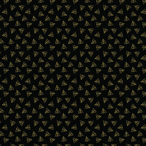 Harry Potter Metallic Gold Deathly Hallows: Iconic Symbols in Black – Camelot Fabrics