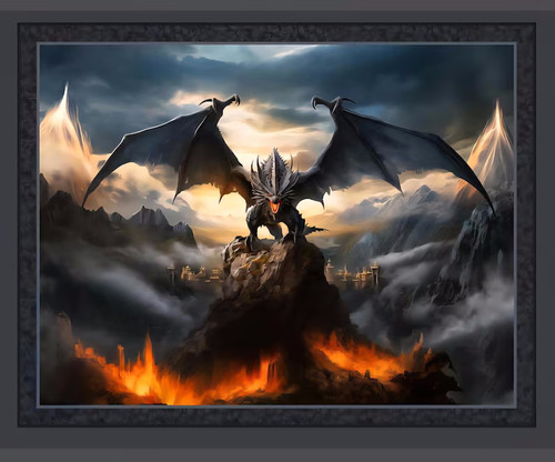 Fire Dragon Fabric Panel | Dragon Kingdom Collection