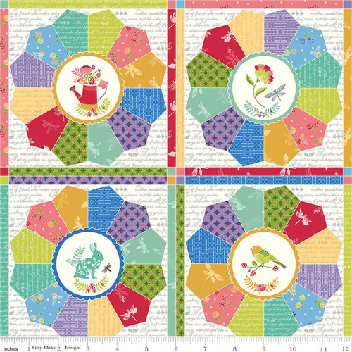Multi Spring Dresden Plate Cheater Print Fabric (Riley Blake Designs)