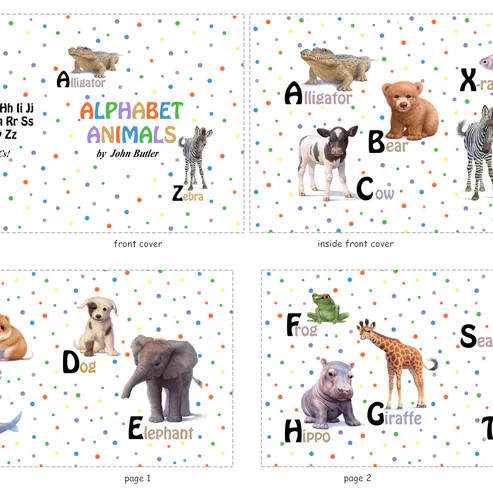 Alphabet Animals - Soft Book Cut & Sew Fabric Panel