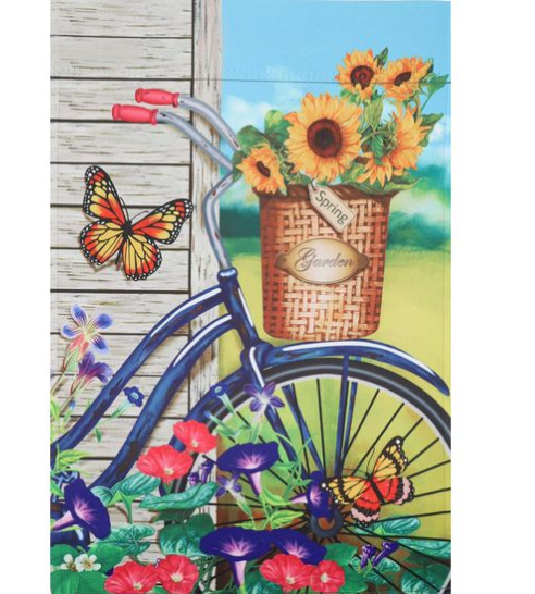 Vintage Bicycle & Flowers Garden Flag - 12" x 18"