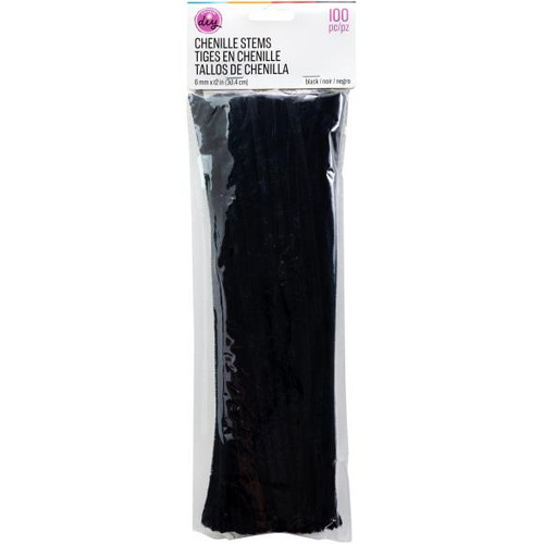 BLACK Premium 100-Count Chenille Stems - 6mm x 12"