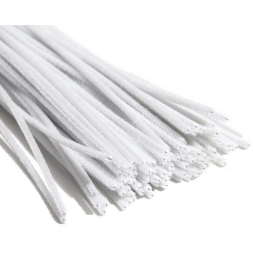 WHITE Premium 100-Count Chenille Stems - 6mm x 12"