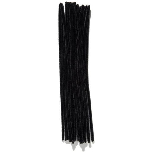 BLACK Premium 25-Count Chenille Stems - 6mm x 12"