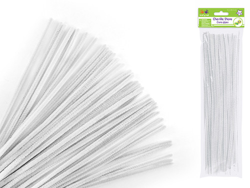 WHITE Premium 40-Count Chenille Stems - 6mm x 12"
