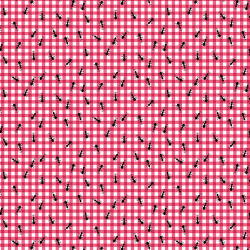 Ants on Gingham Digital Print Cotton Fabric