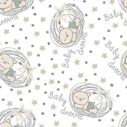 Baby Dreams Soft Cotton Flannel: Sleeping Bears & Starry Skies Nursery Fabric