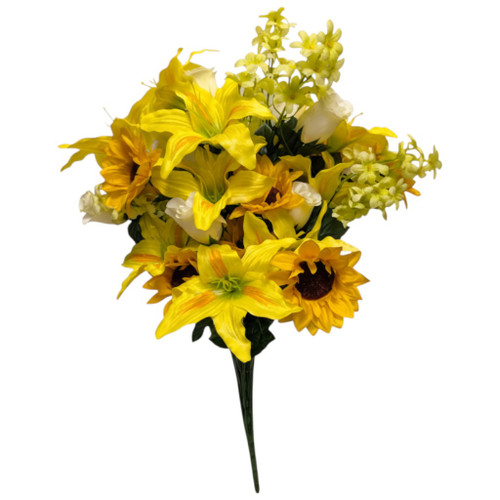 30" Lilium Sunflower Mixed Floral Bush: Extra Full Golden Yellow Spring Bouquet