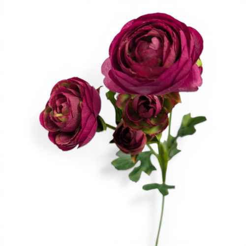28" Rich Plum Magenta Artificial Ranunculus Spray