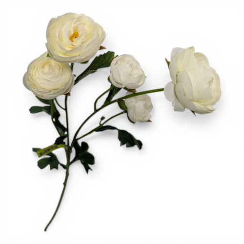 28" Crisp Creamy White Artificial Ranunculus Spray