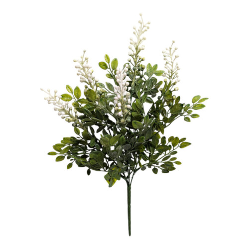Mixed Greenery Bush with Cream Accents