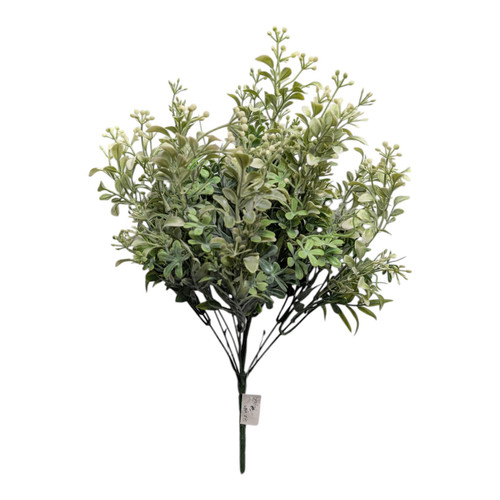 Frosted Mini Berry Cream Greenery Bush